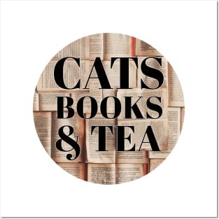 Cats, books and tea Posters and Art